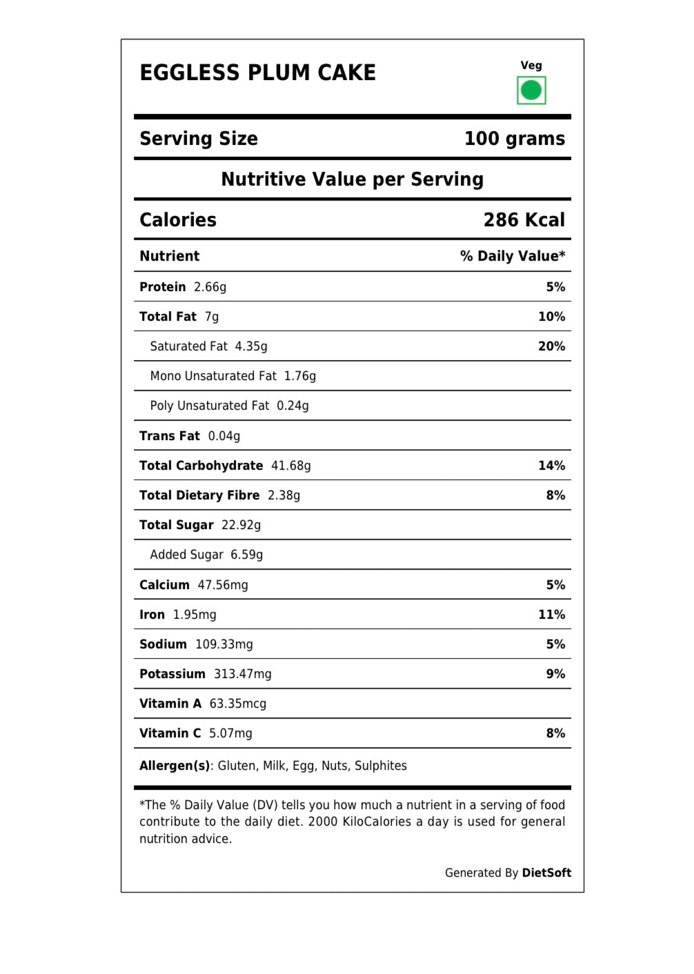 Mattanchere Spice Matured Plum Cake (V) 850 gms